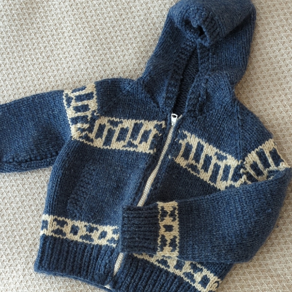 Cozy Blue and Cream Kids Hooded Sweater